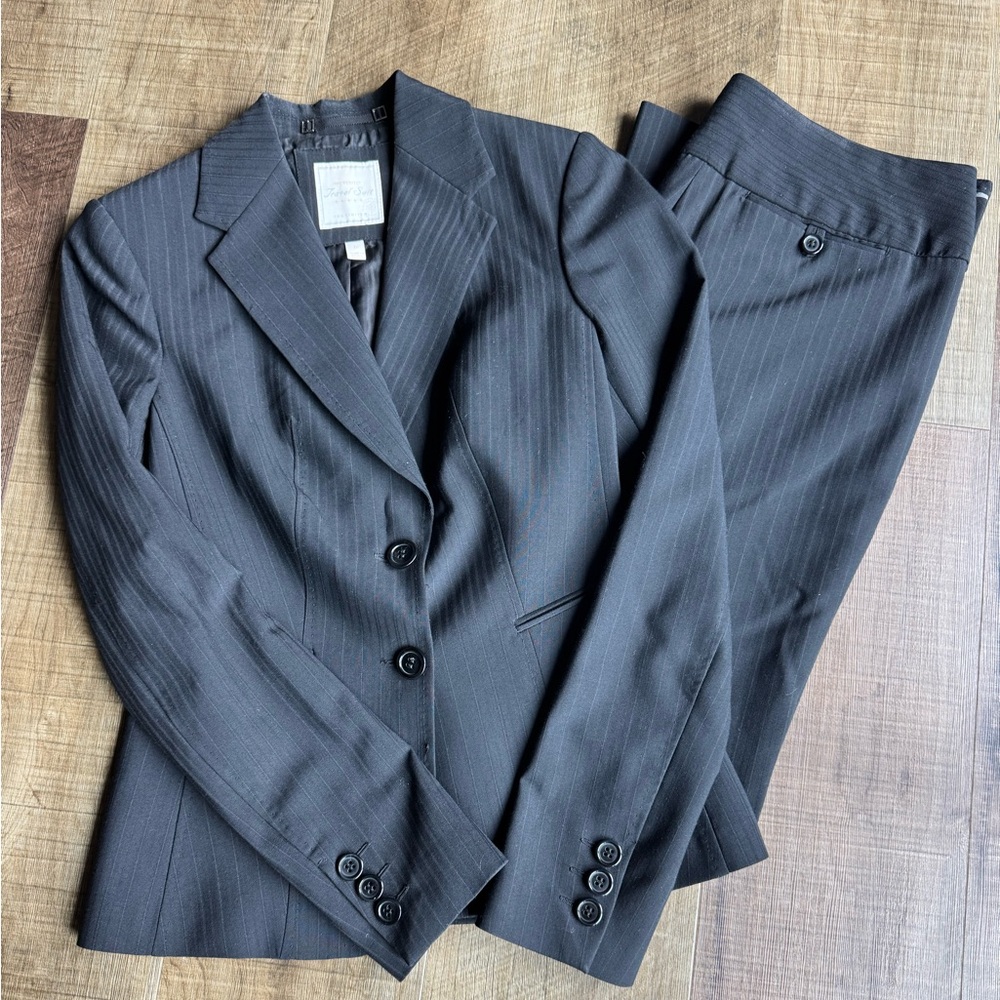 The Limited Black Pinstripe Pantsuit Elegant Professional Attire